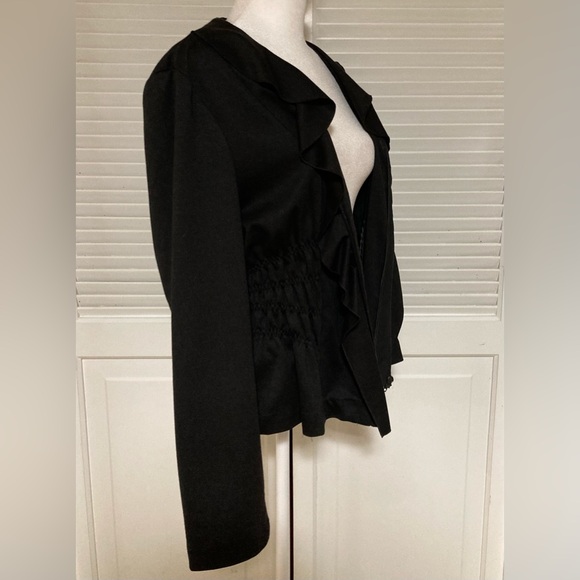 EC Sunny Leigh Ruffled Black Lightweight Zipper Cardigan Size XL - Picture 4 of 8